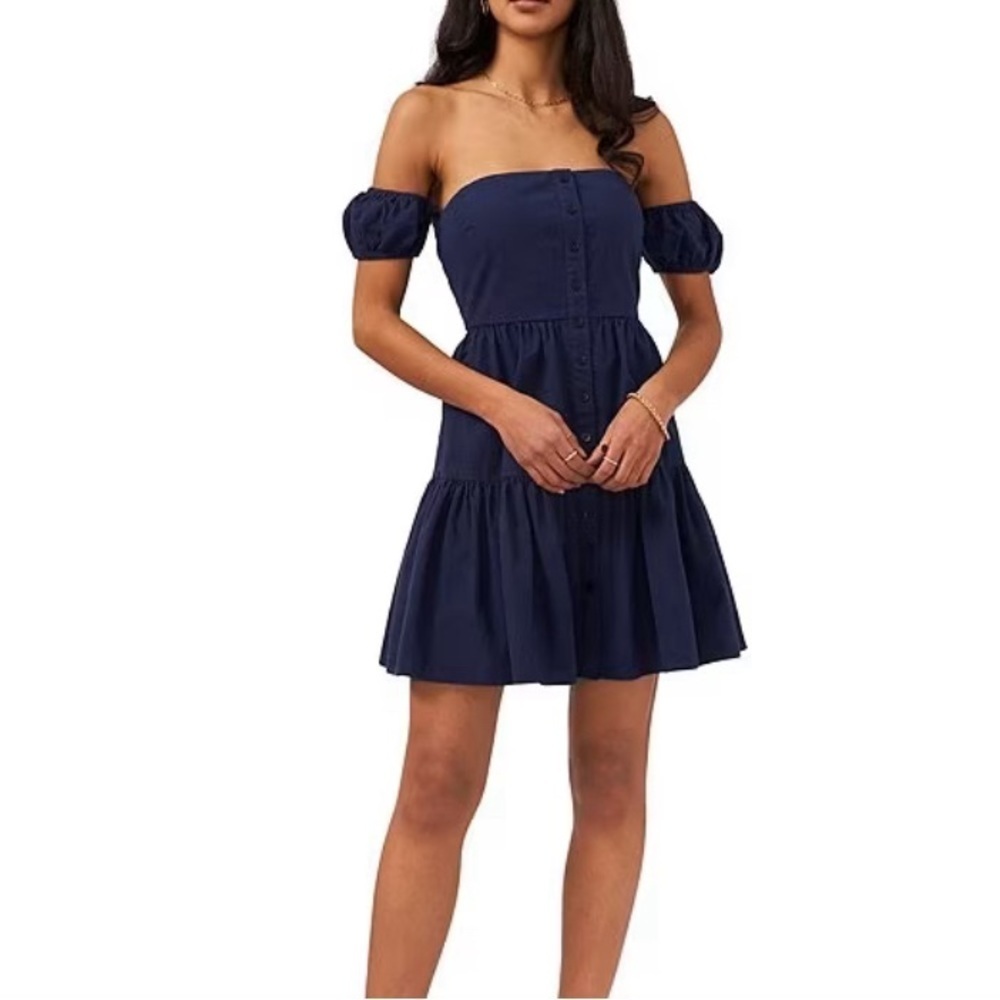 —NWT 1. STATE Blue Off the Shoulders dress size 4